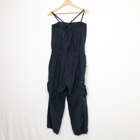 Club Monaco black silk cargo jogger jumpsuit - Picture 2 of 11